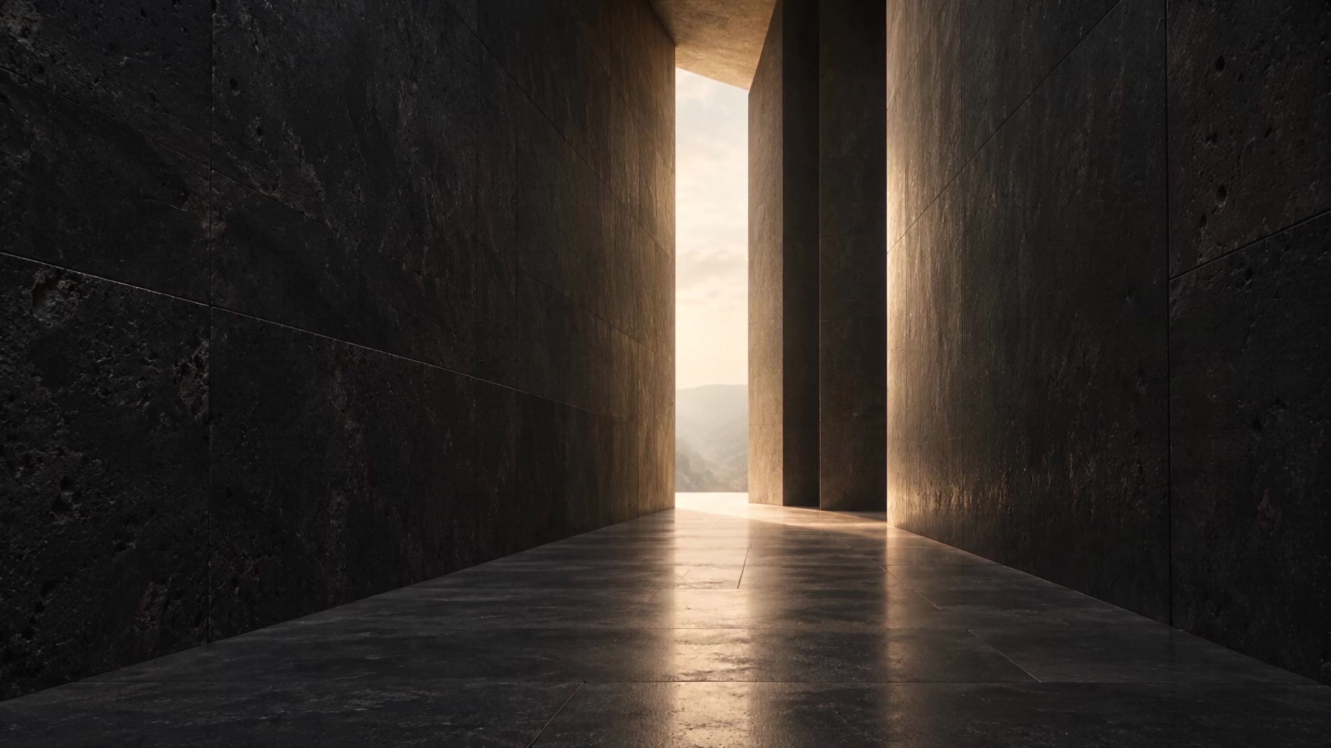 Warm light at the end of an imagined limestone passage